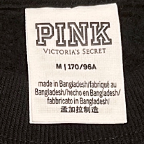 NWOT Pink by Victorias Secret Black & Silver Glittered Graphic Fleece Sweatshirt - Picture 3 of 4
